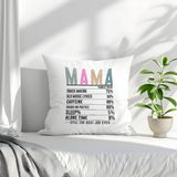Qoeuyl Boutique Mother Besin Tablosu Baskılı Anneler Günü Hediyelik Elyaf Dolgulu Saten Dekoratif Yastık - 28 x 28 cm - Beyaz