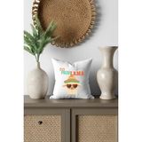 Qoeuyl Boutique No Problama-Lama Baskılı Komik Hediyelik Elyaf Dolgulu Saten Mini Yastık - 28 x 28 cm - Beyaz