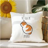 Qoeuyl Boutique No Talk Me I'm Angy Baskılı Komik Hediyelik Elyaf Saten Dekoratif Yastık - 28 x 28 cm - Beyaz