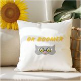Qoeuyl Boutique Ok Boomer Baskılı Komik Hediyelik Elyaf Dolgulu Saten Dekoratif Yastık - 28 x 28 cm - Beyaz