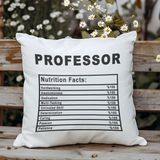 Qoeuyl Boutique Proffessor Nutrition Facts Baskılı Akademisyen Hediyelik Elyaf Dolgulu Dekoratif Yastık - 28 x 28 cm - Beyaz