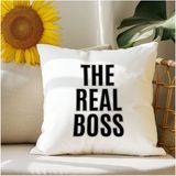Qoeuyl Boutique Real Patron Eş Sevgili Baskılı Eş Sevgili Romantik Hediyelik Elyaf Saten Dekoratif Yastık - 28 x 28 cm - Renkli