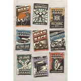 Qoeuyl Boutique Retro Araba Motosiklet Temalı 9'lu Kartpostal