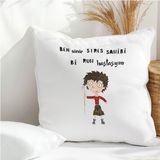 Qoeuyl Boutique Sinir Stres Sahibi Ruh Hasasıyım Baskılı Komik Hediyelik Elyaf Saten Dekoratif Yastık - 28 x 28 cm - Beyaz
