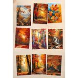 Qoeuyl Boutique Sonbahar Orman Manzaralı 9'lu Kartpostal