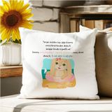 Qoeuyl Boutique Tavşan Dağa Küsmüş Baskılı Komik Hediyelik Elyaf Saten Dekoratif Yastık - 28 x 28 cm - Beyaz