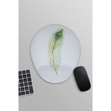 Qoeuyl Boutique Tavus Kuşu Tüyü Baskılı Oval Bilek Destekli Mousepad