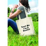 qoeuyl boutique Trust Me I'm a Dentist Diş Hekimi Hediyelik Baskılı %100 Pamuklu Ham Bez Bej Çanta