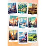 Qoeuyl Boutique Turistik Şehirler No:3 Temalı 9'lu Kartpostal