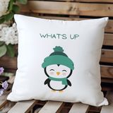 Qoeuyl Boutique Whats Up Baskılı Komik Hediyelik Elyaf Saten Dekoratif Yastık - 28 x 28 cm - Beyaz