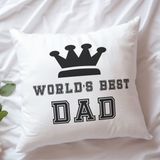 Qoeuyl Boutique World's Best Dad Baskılı Babalar Günü Hediyelik Elyaf Dolgulu Dekoratif Yastık - 28 x 28 cm - Beyaz