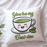 Qoeuyl Boutique You Are My Best Tea Baskılı Hediyelik Elyaf Saten Dekoratif Yastık - 28 x 28 cm - Beyaz