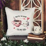 Qoeuyl Boutique You Are The Sugar To My Tea Baskılı Eş Sevgili Romantik Hediyelik Elyaf Saten Dekoratif Yastık - 28 x 28 cm - Beyaz