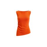 Qoolest Kadın Kayık Yaka Kolsuz Yan Büzgülü Drapeli Asimetrik Slim Fit Bluz