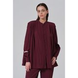 Qooqup Pileli Bluz - 40 - Bordo