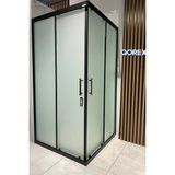 Qorex Ustaduş - Siyah - 6 mm Temperli Kum Cam Duşakabin H:190 Özel Seri Krom Aksesuar ( 1 ) - 90 x 90