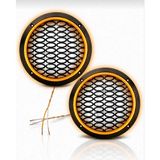 Qosrix 16X16 cm Amber Renk Neon LED Işıklı Midrange Yuvarlak Hoparlör Kapağı 1 Çift
