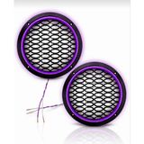 Qosrix 16X16 cm Mor Renk Neon LED Işıklı Midrange Yuvarlak Hoparlör Kapağı 1 Çift