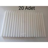 Qosrix 20'Li Beyaz Şamdan Soya Mumu 1. Kalite Soya Doğal Vanilya Kokulu Uzun Çubuk Konik Mum Dekoratif