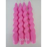 qosrix 4'lü Açık Pembe Renk Italyan Burgulu Şamdan Soya Mumu Doğal Kokulu Uzun Çubuk Konik Burgu Mum Spiral
