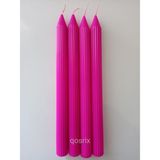 Qosrix 4'lü Pembe Fuşya Şamdan Mumu 1. Kalite Doğal Kokulu Uzun Çubuk Konik Mum Dekoratif - 4 Adet