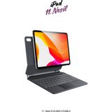 QPEN Apple iPad 11. Nesil A16 2025 Uyumlu Magic Style Manyetik Yapışmalı Klavyeli Tablet Kılıfı - Siyah