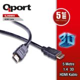 Qport 1.4 3D 5 mt Altın Uçlu HDMI Kablo