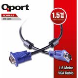 Qport 1.5 Metre 15PIN Filtreli VGA Kablo (Q-Vga1.5)