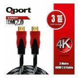 Qport 3m 2.0v 4k 60hz Altın Uçlu Örgülü Hdmı Kablo (Q-hdmı33)