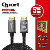 Qport 5Metre Q-Hdmı213 Altın Uçlu Hdmı Kablo V2.1 8K