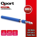 Qport Q-CAT6 UTP CAT6 23 AWG 305 mt Mavi Ethernet Kablosu