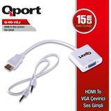 Qport Q-HD-VGJ HDMI To VGA Çevirici Ses ve Güç Girişi Kablosu