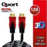 Qport Q-Hdmı1.5 Hdmi To Hdmi 1.5M 1.4 3D 1,5 Metre Altın Uçlu Hdmı Kablo Q-Hdmi1,5
