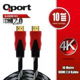 Qport Q-Hdmı103 10Mt Örgülü Hdmı Kablo 2.0V 4K Altın Uçlu