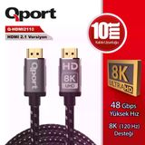 Qport Q-HDMI2110 8K Altın Uçlu HDMI Kablo 10m