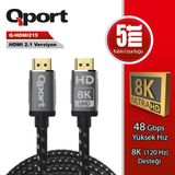 Qport Q-HDMI215 Altın Uçlu 5 mt 8K 2.1 HDMI Kablo