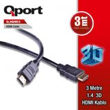 QPORT Q-HDMI3 Q-HDMI3 to HDMI3 1.4 3D 3 METRE ALTIN UÇLU KABLO