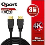 Qport Q-Hdmı32 3M Hdmı Kablo Altın Uçlu 3 Metre 4K Hdmı 2.0 Versiyon Kablo