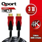 Qport Q-Hdmı33 3M 2.0V 4K Altın Uçlu Örgülü Kablo