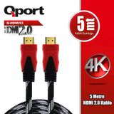 Qport Q-HDMI53 5 mt 2.0 V Altın Uçlu HDMI Kablo