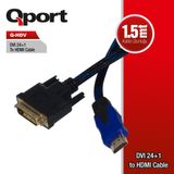 Qport Q-Hdv Dvı To Hdmı 24+1 Converter Çevirici Kablo 1,8 Mt Q-Hdv