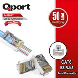 Qport Q-J601y Cat6 50 Lik Paket Ez-Rj45 Jack Metal Rj45 Yeni Nesil Konnektör