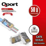 Qport Q-J601y Cat6 50 Lik Paket Ez-Rj45 Metal Yeni Nesil Konnektör