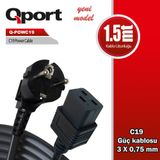 Qport Q-POWC19 C19 Power Güç Kablosu 1.5 m