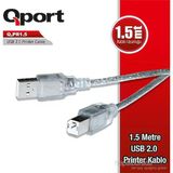 Qport Q-Pr1.5 1.5M Yazıcı Kablosu 1.5 Metre Usb 2.0V Şeffaf Printer Kablo