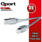 Qport Q-PR3 USB 2.0 3 mt Yazıcı Kablosu