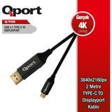 Qport Q-Thd Type-C To Dısplay Port 4K 2Mt Cevırıcı Kablo