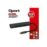 Qport Q-Tu4 3port Type-C &amp; USB 3.0 Kart Okuyucu Siyah USB Çoklayıcı Hub