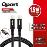 Qport Q-Type-C1 1.5Metre Type-C Görüntü Kablosu