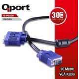 Qport Q-Vga30 15Pın Fıtrelı 30Mt Vga Kablo